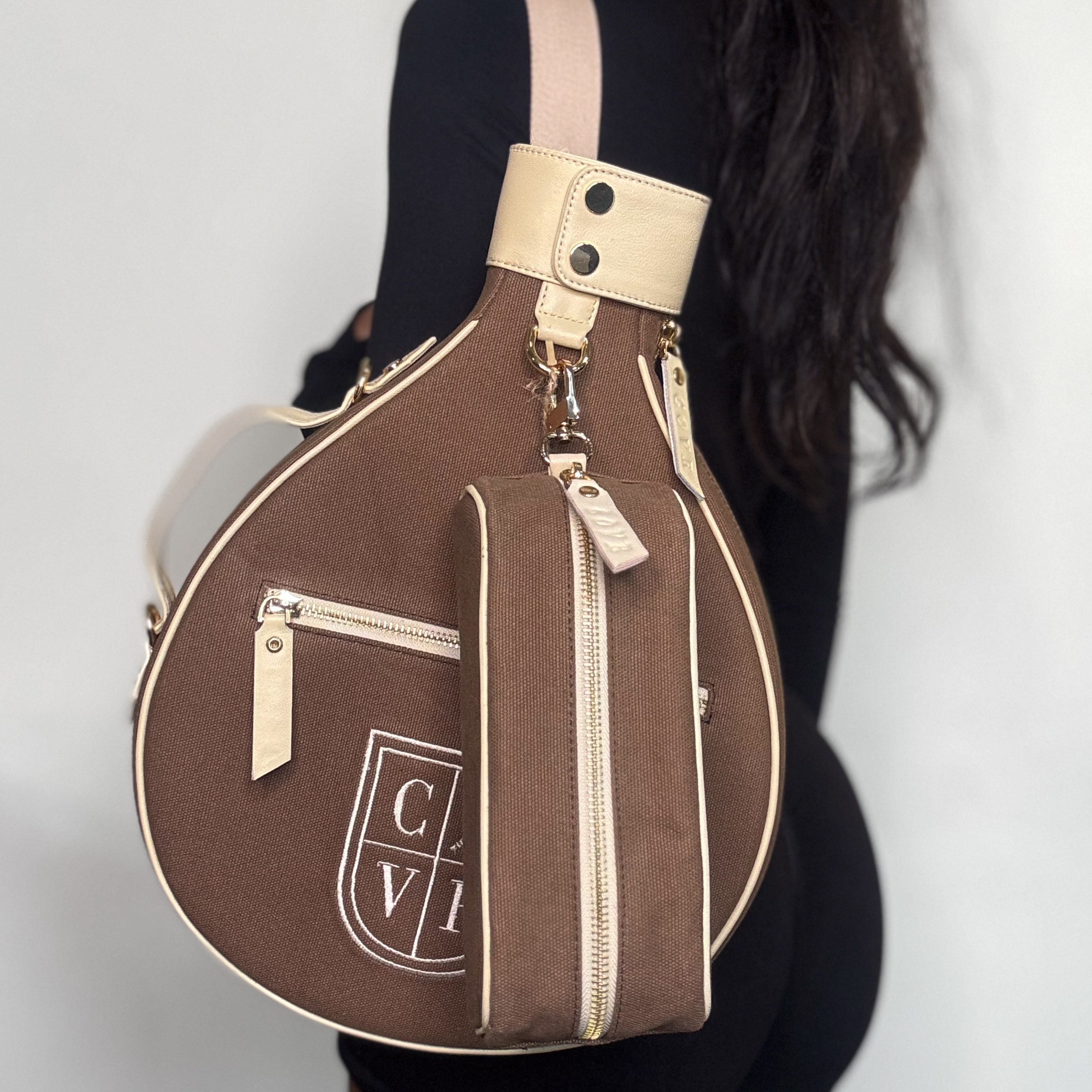 COVR Clip-On Brown Padel Ball Pouch (Holds 3 Balls)