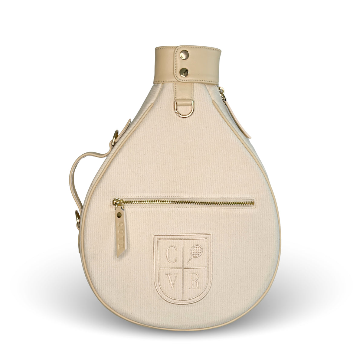 VANILLA CREAM - Cotton denim. Cream leather. Gold hardware