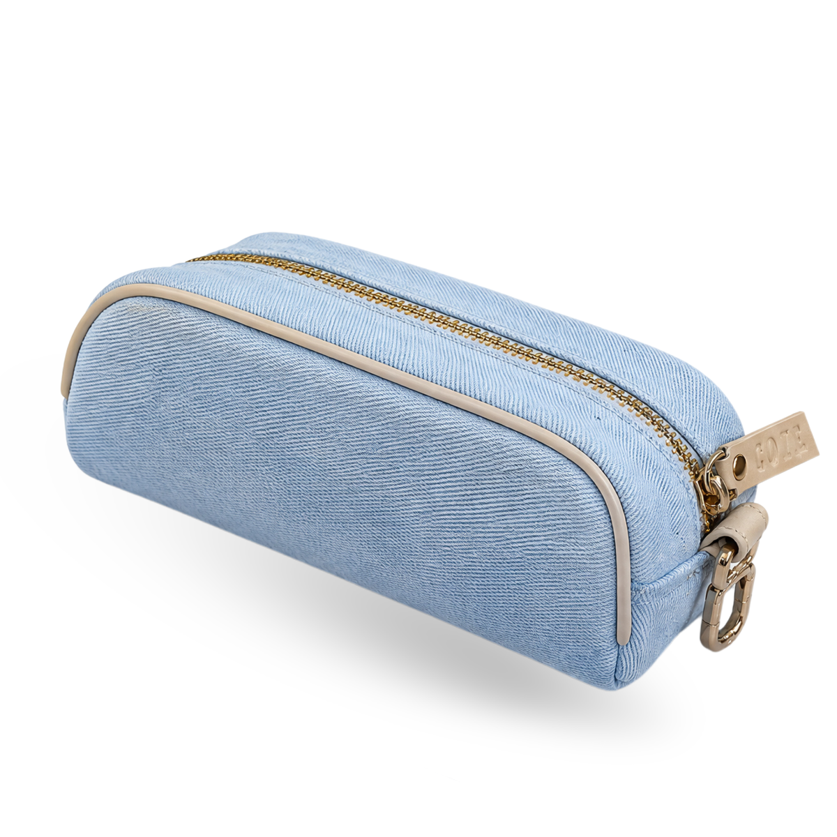 COVR Sky Denim clip-on padel ball pouch on a white background