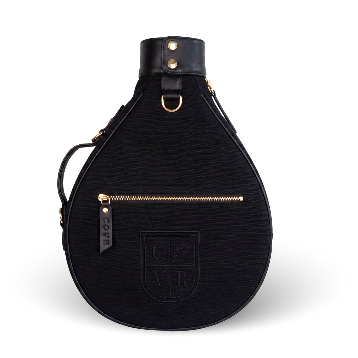 TOTAL BLACK - Cotton twill. Black leather. Black/gold hardware