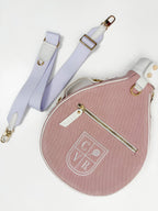 Natural Canvas & Baby Pink Leather Padel Racket Cover