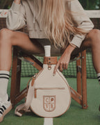 Natural Canvas & Light Brown Leather Padel Racket Cover