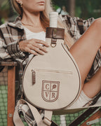 Natural Canvas & Dark Brown Leather Padel Racket Cover