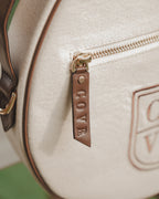 Natural Canvas & Dark Brown Leather Padel Racket Cover