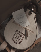 Natural Canvas & Dark Brown Leather Padel Racket Cover