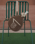 Brown Canvas & Crème Leather Padel Racket Cover