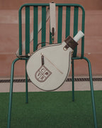 Natural Canvas & Dark Brown Leather Padel Racket Cover