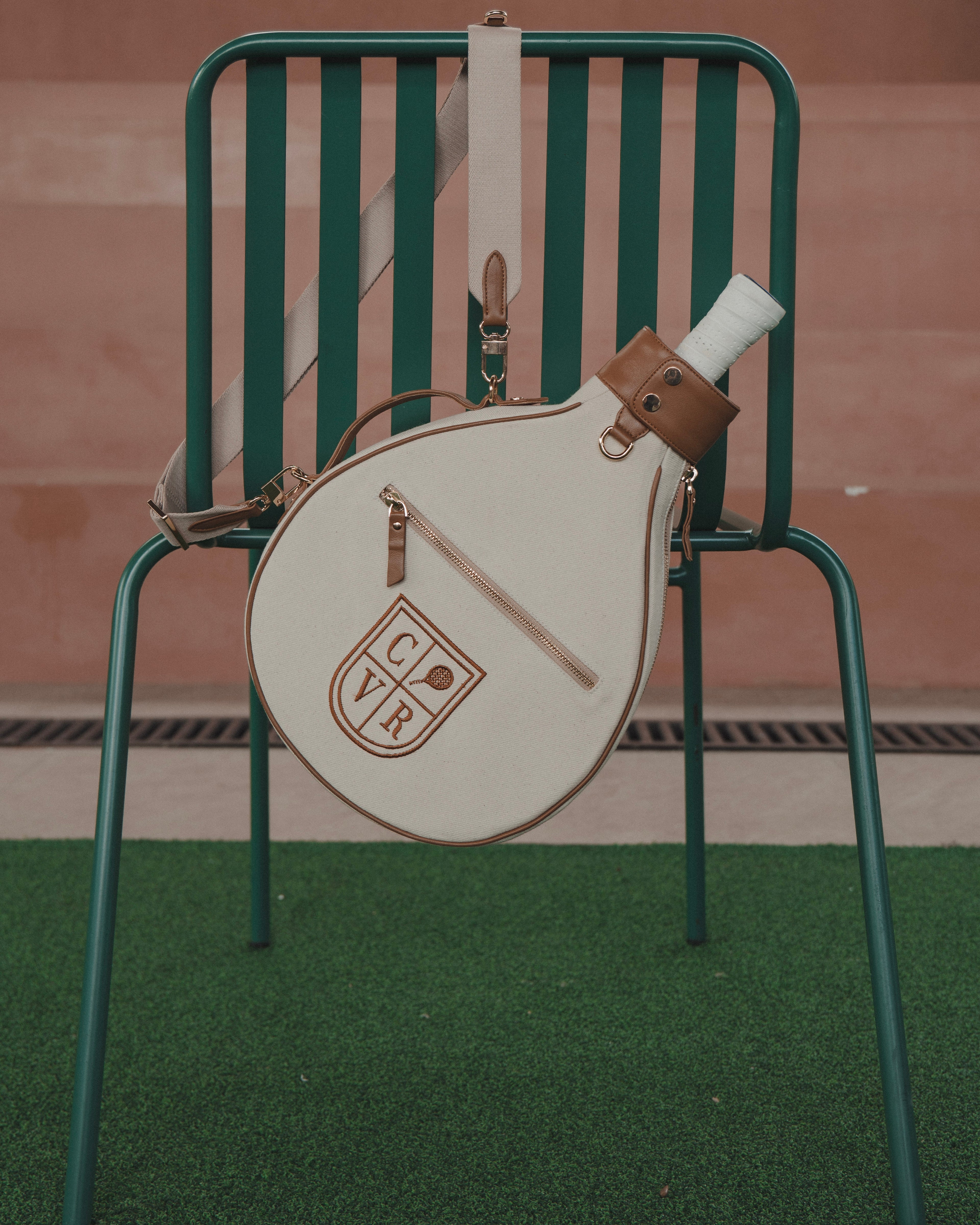 Natural Canvas & Light Brown Leather Padel Racket Cover