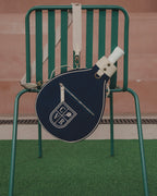 Blue Canvas & White Leather Padel Racket Cover